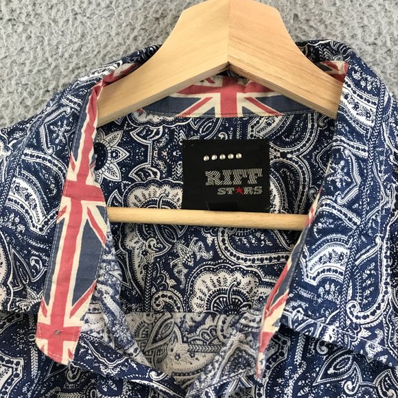 Rolling Stones Riff Stars Mens XL Shirt Button Front 100% Cotton All Over Print - Picture 4 of 11